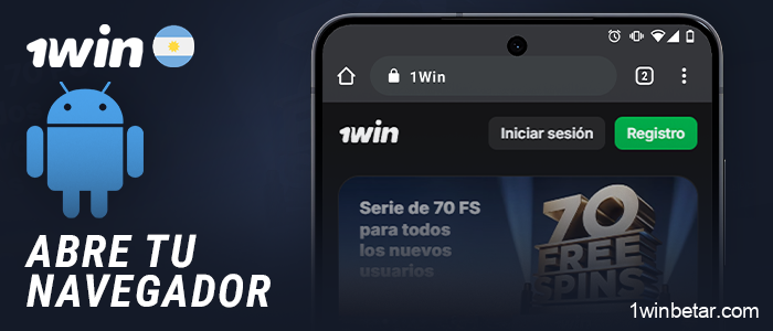 Entra en la página web de 1Win en el navegador de Android