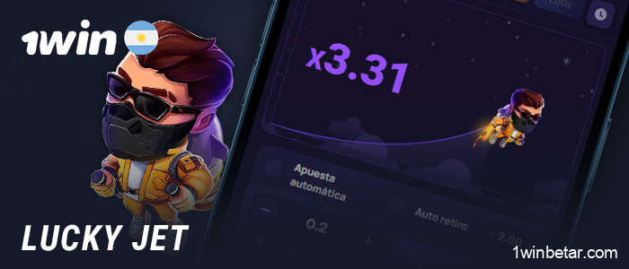 Juego Crash Lucky Jet en la aplicación móvil 1Win Argentina