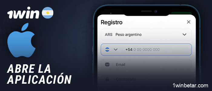 Abre la aplicación 1Win en tu iPhone y comienza el proceso de registro.