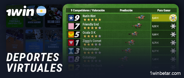Tipos de deportes virtuales en el casino online 1Win AR