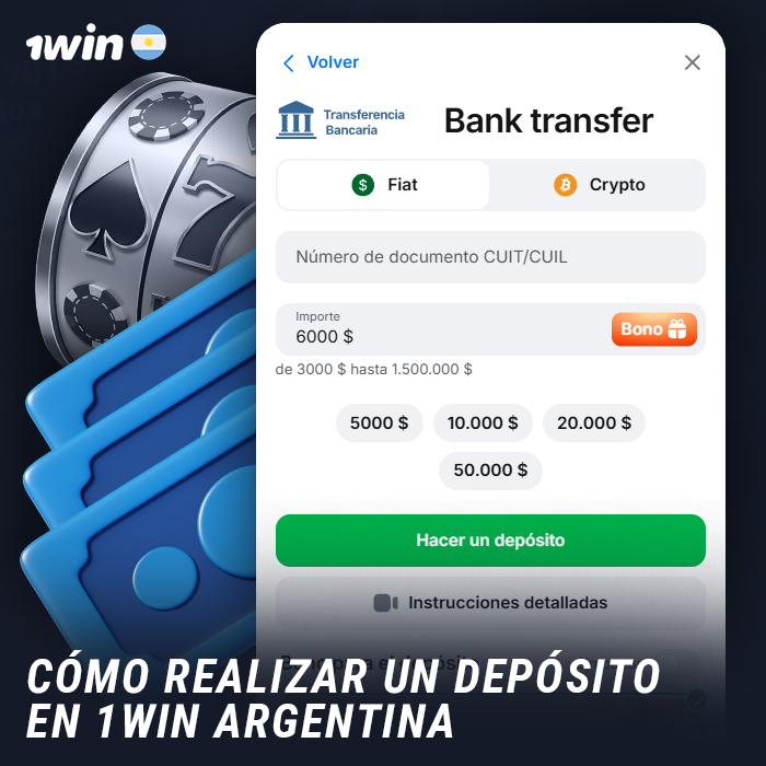 Instrucciones para recargar la cuenta en el sitio web 1Win Argentina