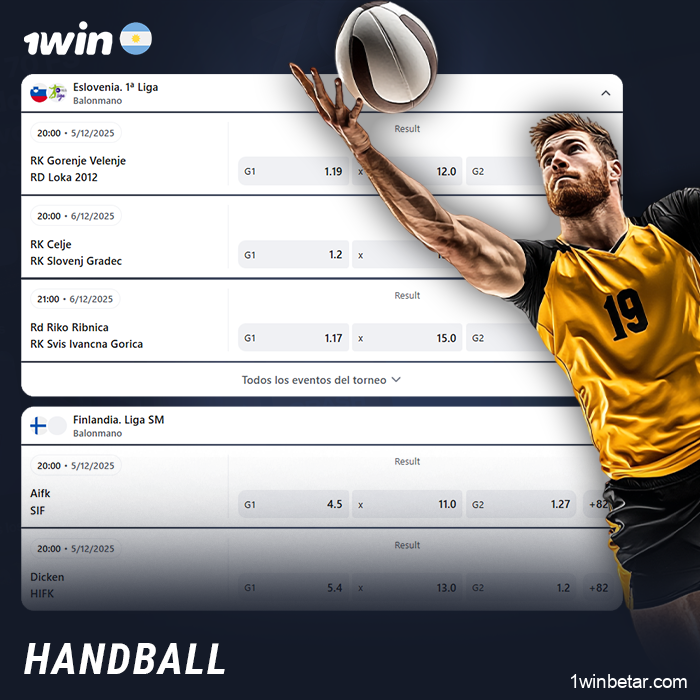Torneos de balonmano para apostar en 1Win
