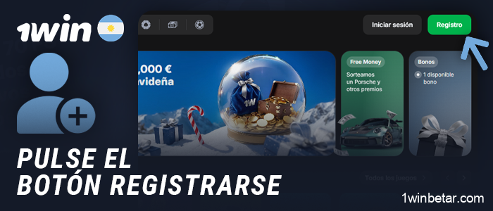 Haga clic en el botón de registro en el menú 1Win