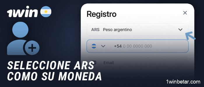 Seleccione la moneda ARS al registrarse en 1Win