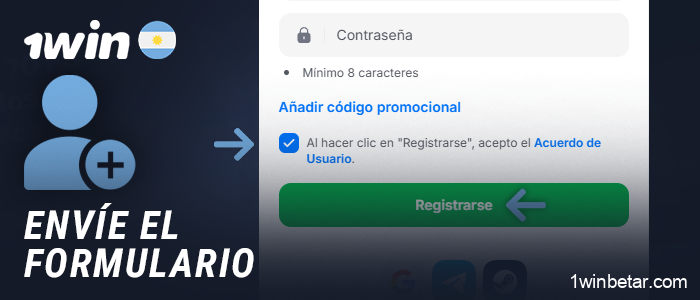 Confirma el registro de tu cuenta personal 1Win